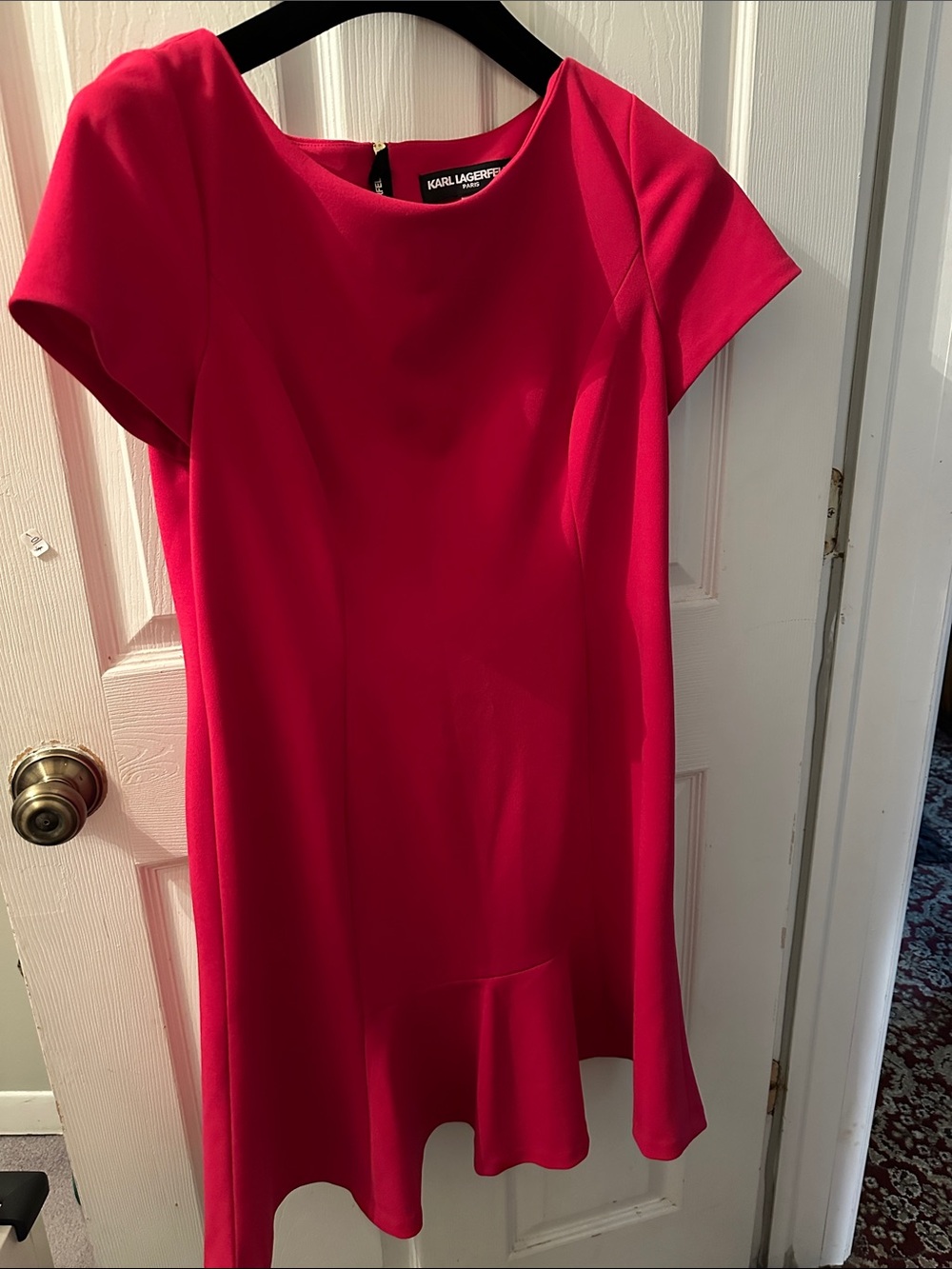 Karl Lagerfeld Hot Pink Short Sleeve Fit-and-Flare Dress
